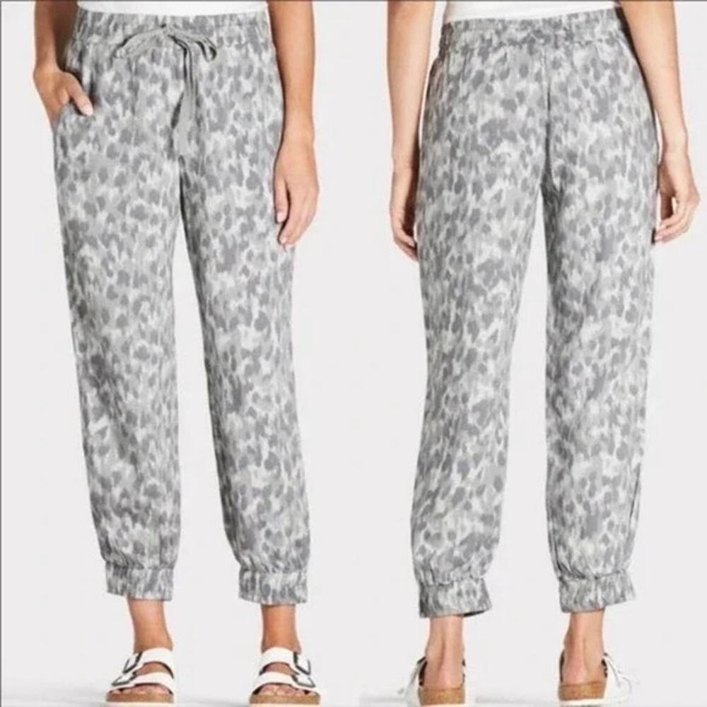 Cloth & Stone Anthropologie Womens Pants Sz S Gray Leopard Print Jogger Tencel